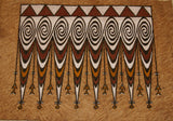 Rare Tapa Kapa Bark Cloth (Called Kapa in Hawaii), from Lake Sentani, Irian Jaya, Papua New Guinea. Hand painted with natural pigments by a Tribal Artist: Abstract Geometric Stylized Fish Motifs 28.5" x 20.5" Item no 1