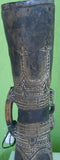 Rare One of a Kind Tribal Older Wood Kundu Hourglass Hand Held Drum, Hand Carved Percussion Instrument with Motifs Enhanced with White Lime (Still Apparent), Siassi Islands, Papua New Guinea 1980's, Melanesia 42A3