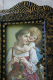 EPHEMERA AMERICANA WHIMSICAL ART: 1880 FRAMED VICTORIAN TRADE CARD: DR JAYNES TONIC VERMIFUGE, 'My Mamma!' MARLOW. SWEET MOTHER & DAUGHTER LOVE (DFPO1D) HAND PAINTED FRAME BY ARTIST DESIGNER COLLECTOR COLLECTIBLE DELIGHTFUL WALL DÉCOR