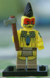 BRAND NEW, RARE RETIRED COLLECTOR LEGO MINIFIGURE 71001: TOMAHAWK WARRIOR COMPLETE WITH AXE, BLACK BASE (Series 10)  YEAR 2013. 6 PCS