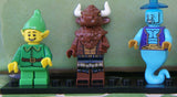 5 NOW RARE RETIRED LEGO MINIFIGURES Series 5, 6, 9, 11 EVIL DWARF, BLUE GENIE, MINOTAUR, ROMAN EMPEROR, GREEN ELF, ALL BRAND NEW WITH SOME ACCESSORIES, 25 PIECES (INVENTORY ITEM 5)