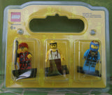 3 NEW, NOW RARE & HARD TO FIND, RETIRED LEGO MINIFIGURES: SPORT SKYDIVER, COUCH POTATO AND MOUNTAIN CLIMBER WITH ACCESSORIES, BLACK BASES INCLUDED ALSO, AND OPENED STORAGE BOX (16 PCS) KIT 6 (YEAR 2010 AND ON...)