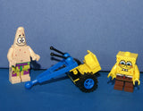 LEGO CUSTOM BUILD PLUS 2 NOW RARE, NEW, RETIRED MINIFIGURES: SPONGEBOB AND PATRICK FROM KIT 3834 OPERATING A STEEPLECHASE CARRIAGE WITH COMMANDS (20 PCS) ITEM 34