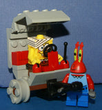 LEGO, UNIQUE CUSTOM CARRIAGE WITH SUNROOF & 2, NOW RARE, (NEW) RETIRED MINIFIGURES: BANDAGED SPONGEBOB 3832 IN HIS STROLLER AND MR KRABS 3825 (27 PCS) KIT 36