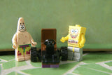 LEGO UNIQUE CUSTOM BUILD PLUS 2 RARE, RETIRED MINIFIGURES: SPONGEBOB 3825 (USED) & PATRICK 3834 (NEW) + CART, CARRIAGE (19 PIECES) KIT 37