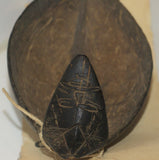 Rare Old “Big Man” Coconut Shell Cannibal Spoon or Ompi from the Azera (Adzera) People, Markham Valley, Morobe Province. Papua New Guinea. Private Collection, Mid 20th Century. ITEM SP8C, Good patina. Protective Ancestor handle