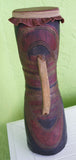 Rare Wood Polychrome Kundu Tribal Hourglass Drum, One of a Kind Hand Carved & Hand Painted Percussion Instrument, collected in the 1990’s in the Sepik River region,  Papua New Guinea. 42A4