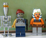 5 NEW, NOW ALL EXTREMELY RARE, RETIRED LEGO MINIFIGURES FROM STAR CLONE WARS: AHSOKA TANO 7680, SHAHAN ALAMA & WEAPON 8128 SW0287, BATTLE DROID PILOT, SILVER ASSASSIN DROID SW229 PLUS CUSTOM BUILD RADIO CONTACT TOWER (KIT 14) 25 PIECES.