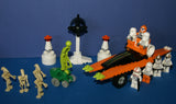 CUSTOM LEGO STAR WARS SETS, CLONE WARS WITH 11 NOW RARE RETIRED MINIFIGURES: DROIDS, CLONES TROOPERS, CLONE COMMANDERS, CLONE PILOTS, POWER TOWER, AMPHIBIAN ATTACK CAR, ROAD BLOCKS ETC (114 PCS) KIT 44
