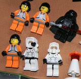 CUSTOM LEGO STAR WARS SETS (EPISODES 4/5/6) 7 NOW RARE RETIRED MINIFIGURES: DARTH VADER SW004, BIGGS DARKLIGHTER SW009, DARK RALTER SW012, 2 SCOUT TROOPERS SW005, SPY DROID ETC... SUPERSONIC JET, AMPHIBIAN CAR, ROAD BLOCKS, ACCESSORIES (140 PCS) KIT 45