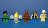 5, NOW RARE, RETIRED LEGO MINIFIGURES FROM STAR WARS (EPISODES 4/5/6): HAN SOLO, CHEWBACCA, PILOT, REBEL TECHNICIAN, CUSTOM SPY DROID (25 PCS) KIT: SET ITEM 18, 25 PIECES.