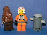 5 NOW RARE RETIRED LEGO MINIFIGURES FROM STAR WARS (EPISODES 4/5/6): LUKE SKYWALKER SW019A, CHEWBACCA SW011A, RED ROYAL GUARD SW040, STORM TROOPER SW036, AND CUSTOM SPY DROID, WEAPONS (21 PCS). KIT: ITEM 20