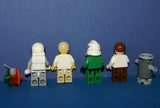 6, NOW RARE, RETIRED LEGO MINIFIGURES COLLECTIBLES FROM STAR WARS (EPISODES 4/5/6): LUKE SKYWALKER, HOTH REBEL, HAN SOLO, 2 CUSTOM DROIDS, GREEN PILOT (31 PCS) KIT SET ITEM 21, USED IN DISPLAYS