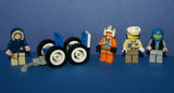 4 LEGO, NOW RARE, RETIRED MINIFIGURES COLLECTIBLES FROM STAR WARS (EPISODES 4/5/6) PLUS CUSTOM BUILD DOUBLE CART TRANSPORT VEHICLE: TROOPERS, HAN SOLO, ZEV SENESCA, HOTH REBEL TROOPER (33 PCS). SET 26, NOT PLAYED WITH