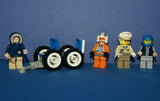 4 LEGO, NOW RARE, RETIRED MINIFIGURES COLLECTIBLES FROM STAR WARS (EPISODES 4/5/6) PLUS CUSTOM BUILD DOUBLE CART TRANSPORT VEHICLE: TROOPERS, HAN SOLO, ZEV SENESCA, HOTH REBEL TROOPER (33 PCS). SET 26, NOT PLAYED WITH