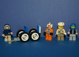 4 LEGO, NOW RARE, RETIRED MINIFIGURES COLLECTIBLES FROM STAR WARS (EPISODES 4/5/6) PLUS CUSTOM BUILD DOUBLE CART TRANSPORT VEHICLE: TROOPERS, HAN SOLO, ZEV SENESCA, HOTH REBEL TROOPER (33 PCS). SET 26, NOT PLAYED WITH