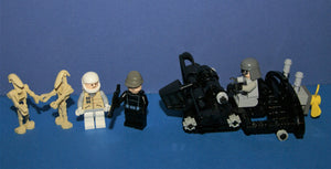 5 NOW RARE RETIRED LEGO MINIFIGURES FROM STAR WARS (EPISODES 1 & 4/5/6): IMPERIAL PILOT SW294, REBEL SW252, 2 BATTLE  DROIDS SW001c, AT-AT PILOT SW093 (76 PCS) KIT SET ITEM 34