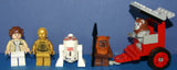 5 NEW RARE & RETIRED LEGO MINIFIGURES FROM STAR WARS (EPISODES 4/5/6): PRINCESS LEIA (SW113), CHIEF CHIRPA (SW236), R5-D4 (SW029), C-3PO (SW161a), WICKET (SW237) AND CARRIAGE STROLLER WITH SUNROOF (41 PCS) KIT ITEM 35