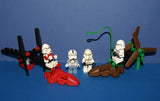 4 NOW RARE RETIRED BUT NEW DIFFERENT LEGO MINIFIGURES COLLECTIBLES FROM STAR WARS (EPISODE 3): 3 CLONE TROOPERS, 1 CLONE PILOT AND 2 SKY OPERATED DROID MACHINES 7655 (Item 40) 50 PIECES