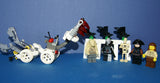5, NOW RARE, RETIRED LEGO STAR WARS MINIFIGURES COLLECTIBLES: DARTH VADER, JAR JAR BINKS, QUI-GON JINN, ANAKIN SKYWALKER, BATTLE DROID PLUS 2 CUSTOM BUILDS ARCH & DROID DEFENSE MACHINE (74 PCS). KIT: ITEM 42 CLONE WARS & EPISODE 1