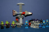 LEGO, 6 NOW RARE RETIRED ALIEN CONQUEST MINIFIGURES: ALIEN TROOPERS AC003, ALIEN DEFENSE UNIT SOLDIER AC016 + 2 UNIQUE CUSTOM BUILDS: ROCKET LAUNCH TOWER & ROCKET, ASTONAUT TOOL BENCH 194 PCS. (KIT ITEM SET 51)