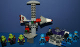 LEGO, 6 NOW RARE RETIRED ALIEN CONQUEST MINIFIGURES: ALIEN TROOPERS AC003, ALIEN DEFENSE UNIT SOLDIER AC016 + 2 UNIQUE CUSTOM BUILDS: ROCKET LAUNCH TOWER & ROCKET, ASTONAUT TOOL BENCH 194 PCS. (KIT ITEM SET 51)