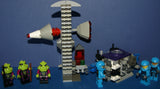 LEGO, 6 NOW RARE RETIRED ALIEN CONQUEST MINIFIGURES: ALIEN TROOPERS AC003, ALIEN DEFENSE UNIT SOLDIER AC016 + 2 UNIQUE CUSTOM BUILDS: ROCKET LAUNCH TOWER & ROCKET, ASTONAUT TOOL BENCH 194 PCS. (KIT ITEM SET 51)