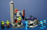 LEGO, 6 NOW RARE RETIRED ALIEN CONQUEST MINIFIGURES: ALIEN TROOPERS AC003, ALIEN DEFENSE UNIT SOLDIER AC016 + 2 UNIQUE CUSTOM BUILDS: ROCKET LAUNCH TOWER & ROCKET, ASTONAUT TOOL BENCH 194 PCS. (KIT ITEM SET 51)