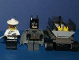 LEGO, 5 RARE RETIRED MINIFIGURES: MONSTER FIGHTERS VS BATMAN: DR RODNEY RATHBONE 9464, CRAZY SCIENTIST 9466, FRANKENSTEIN 9466, ANN LEE MOF002, GREY BATMAN WITH CAPE, WEAPONS ETC..+ 2 BUILDS,110 PCS MONSTER MAKING MACHINE, CAR (ITEM 57)