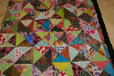 HAND MADE UNIQUE LARGE COTTON ONE OF A KIND MULTICOLOR BOHEMIAN CRAZY QUILT, BATIK PATCHWORK FROM JAVA, INDONESIA 92” x 92” DECORATOR DESIGNER COLLECTOR BEDSPREAD COMFORTER THROW SOFA COVER WALL DÉCOR BEACH BLANKET TABLECLOTH BEAUTIFUL MOTIFS no1