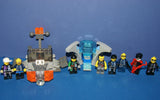 8 LEGO ALPHA TEAM NOW RARE RETIRED MINIFIGURES: CRUNCH WITH DYNAMITE TORSO, CHARGE, CAM GIRL, RADIA, OGEL MINION COMMANDER WITH SKELETON FACE, ETC... PLUS 2 BUILDS:  THRONE, ARMORED VEHICLE (111 PCS) ITEM 58