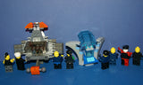 8 LEGO ALPHA TEAM NOW RARE RETIRED MINIFIGURES: CRUNCH WITH DYNAMITE TORSO, CHARGE, CAM GIRL, RADIA, OGEL MINION COMMANDER WITH SKELETON FACE, ETC... PLUS 2 BUILDS:  THRONE, ARMORED VEHICLE (111 PCS) ITEM 58