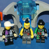 8 LEGO ALPHA TEAM NOW RARE RETIRED MINIFIGURES: CRUNCH WITH DYNAMITE TORSO, CHARGE, CAM GIRL, RADIA, OGEL MINION COMMANDER WITH SKELETON FACE, ETC... PLUS 2 BUILDS:  THRONE, ARMORED VEHICLE (111 PCS) ITEM 58