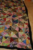 HAND MADE UNIQUE LARGE COTTON ONE OF A KIND MULTICOLOR BOHEMIAN CRAZY QUILT, BATIK PATCHWORK FROM JAVA, INDONESIA 94” x 92” DECORATOR DESIGNER COLLECTOR BEDSPREAD COMFORTER THROW SOFA COVER WALL DÉCOR BEACH BLANKET TABLECLOTH COLORFUL 94´x 92” ITEM 3
