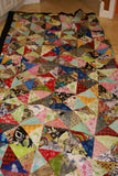 HAND MADE UNIQUE LARGE COTTON ONE OF A KIND MULTICOLOR BOHEMIAN CRAZY QUILT, BATIK PATCHWORK FROM JAVA, INDONESIA 94” x 92” DECORATOR DESIGNER COLLECTOR BEDSPREAD COMFORTER THROW SOFA COVER WALL DÉCOR BEACH BLANKET TABLECLOTH COLORFUL 94´x 92” ITEM 3