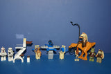 8 RARE RETIRED LEGO STAR WARS MINIFIGURES COLLECTIBLES: KAADU GUNGAN BEAST, SALACIOUS B. CRUMB, JAR JAR BINKS, GUNGAN SOLDIER, GAMORREAN GUARD, 2 STORM TROOPERS, BATTLE DROID, CONTROL TABLE, 2 BAR STOOLS, REFLECTION STATION (70 PCS) SET 66