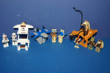 8 RARE RETIRED LEGO STAR WARS MINIFIGURES COLLECTIBLES: KAADU GUNGAN BEAST, SALACIOUS B. CRUMB, JAR JAR BINKS, GUNGAN SOLDIER, GAMORREAN GUARD, 2 STORM TROOPERS, BATTLE DROID, CONTROL TABLE, 2 BAR STOOLS, REFLECTION STATION (70 PCS) SET 66