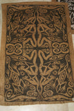 Rare Tapa Bark Cloth (Kapa in Hawaii), from Lake Sentani, Irian Jaya, Papua New Guinea. Hand painted by a Tribal Artist with natural pigments: Spiritual Stylized Warrior Weapons, Snakes, Crocodiles, Gecko Motifs & waves 28" x 18" (no 10)