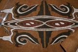 Rare Tapa Bark Cloth (Kapa in Hawaii), from Lake Sentani, Irian Jaya, Papua New Guinea. Hand painted by a Tribal Artist with natural pigments: Spiritual Stylized Shield Motifs 23" x 18" (no 13)