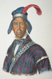 1848 Original Hand colored lithograph of Yaha Hajo (Mad Wolf), Seminole War Chief, plate 58, from the octavo edition of McKenney & Hall’s History of the Indian Tribes of North America (YAHAHAJO)