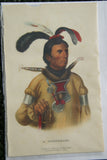 1865 Original Hand colored lithograph of  a Winnebago from the first royal octavo edition of McKenney & Hall’s History of the Indian Tribes of North America