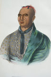 1855 Original Hand colored lithograph of THAYENDANEGEA, GREAT CAPTAIN OF THE SIX NATIONS, from the octavo edition of McKenney & Hall’s History of the Indian Tribes of North America