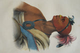 1855 Original Hand colored lithograph of TAH-COL-O-QUOIT, from the octavo edition of McKenney & Hall’s History of the Indian Tribes of North America TAHCOLOQUOIT