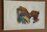 1855 Original Hand colored lithograph of TAH-COL-O-QUOIT, from the octavo edition of McKenney & Hall’s History of the Indian Tribes of North America TAHCOLOQUOIT