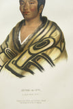 1858 Original Hand colored lithograph STUM-A-NU, A FLAT HEAD BOY, from the octavo edition of McKenney & Hall’s History of the Indian Tribes of North America (STUMANU)