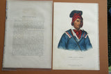 1855 Original Hand colored lithograph of FOKE-LUSTE-HAJO, A SEMINOLE CHIEF , from the octavo edition of McKenney & Hall’s History of the Indian Tribes of North America