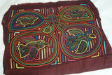 Kuna Indian Folk Art Blouse Mola blouse Panel from San Blas Islands, Panama. Hand-stitched Textile Applique: Parrot & Coconut Palms Motif 15.25" x 12.25" (55B)