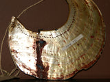 Museum Bride Price Currency, Rare Old Ceremonial Moka Kina Shell Necklace (Huge Mother of Pearl Crescent) Pectoral Collected from the Foi Tribe (New guinea), Mid 1900’s, Red Pigments & Twisted Bark Twine Cord, Highly Collectible. KINA7