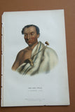 1855 Original Hand colored lithograph of ON-GE-WAE, A CHIPPEWA CHIEF from the octavo edition of McKenney & Hall’s History of the Indian Tribes of North America (ONGEWAE)