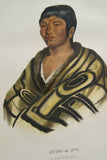 1865 Original Hand colored lithograph STUM-A-NU, A FLAT HEAD BOY, from the Royal octavo edition of McKenney & Hall’s History of the Indian Tribes of North America  (STUMANU)